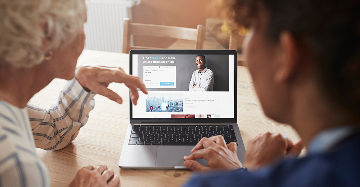 CX professional testing digital experience prototype with patient